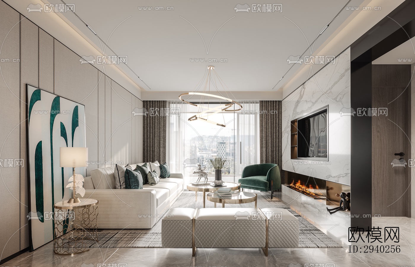 现代平层效果图下载（渲染图5）