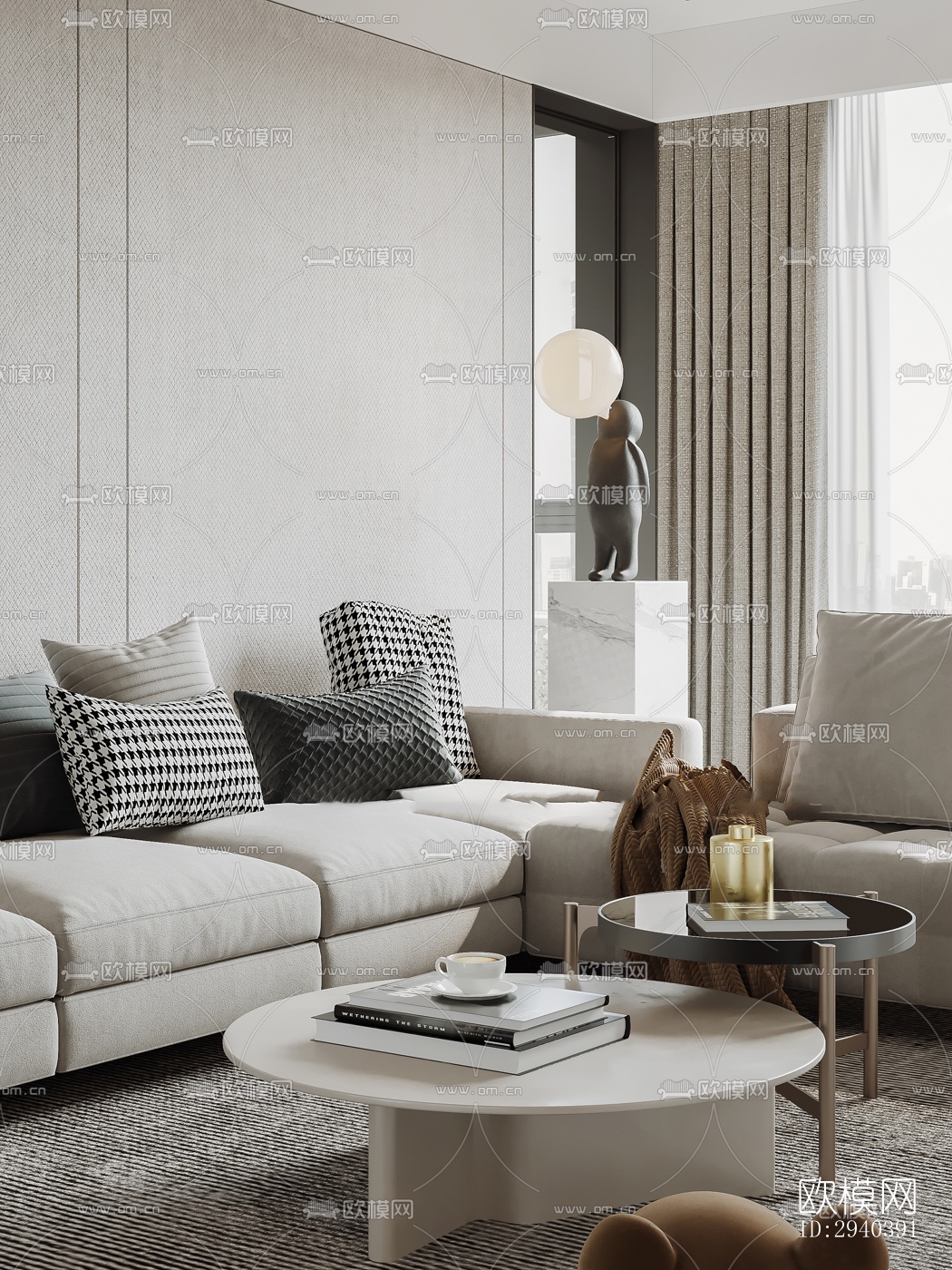 现代平层效果图下载（渲染图2）