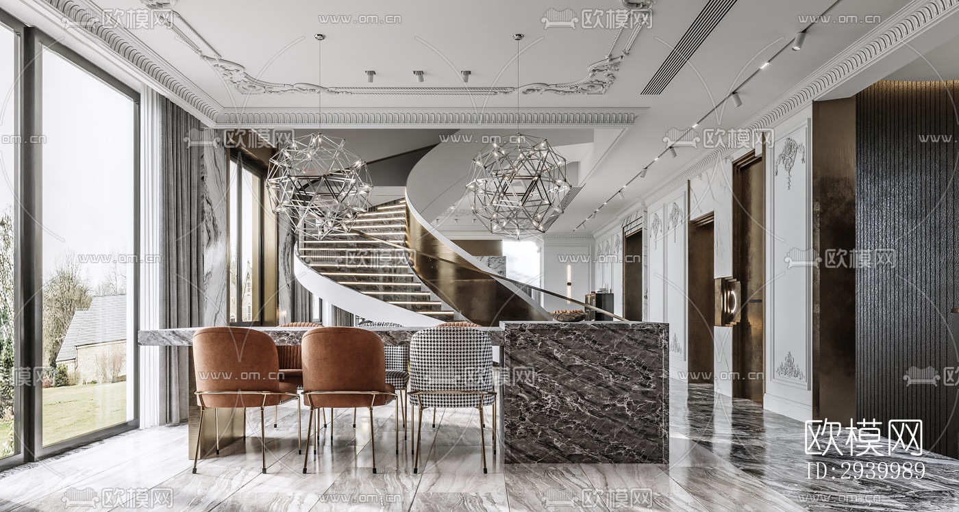 美式复式效果图下载（渲染图7）