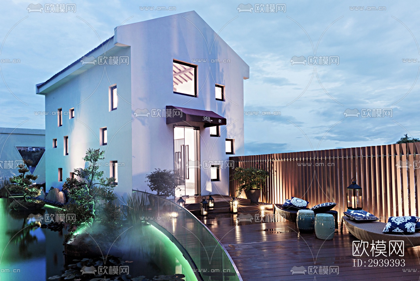 新中式酒店民宿效果图下载（渲染图8）