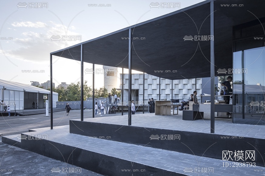 高級(jí)灰展覽展廳效果圖下載(渲染圖1)