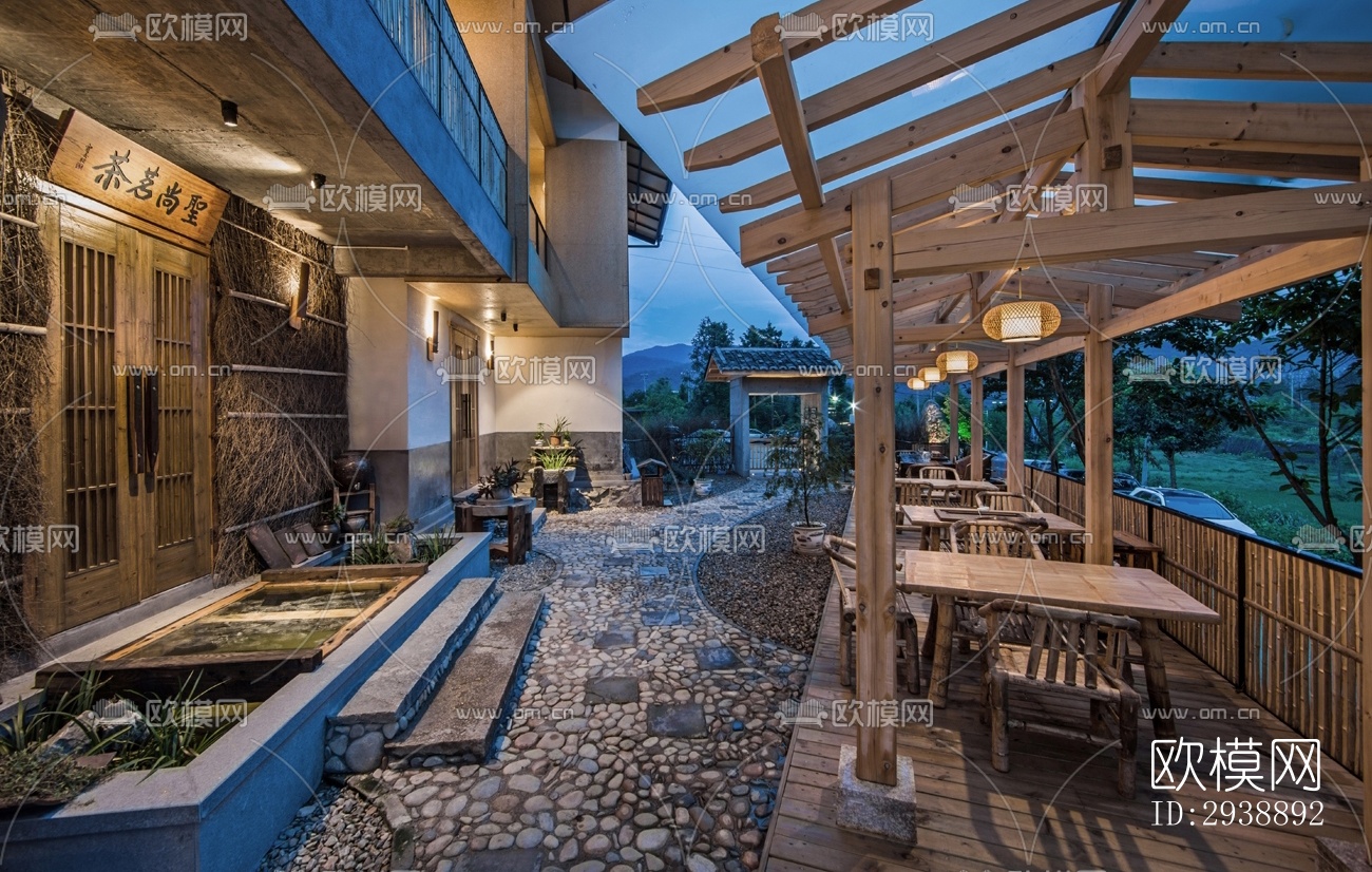 中式酒店民宿效果图下载（渲染图9）