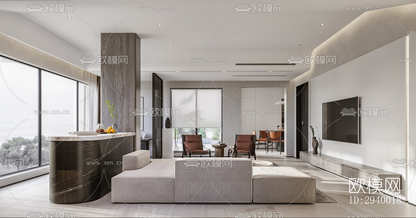 侘寂平层效果图下载（渲染图2）