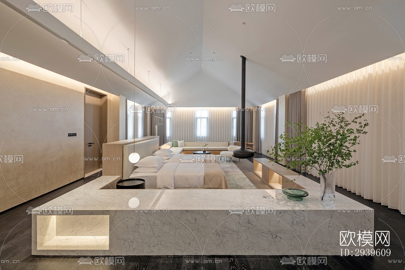 现代酒店民宿效果图下载（渲染图4）