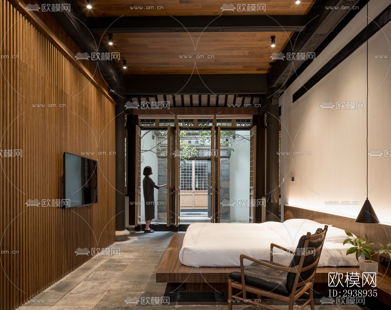 中式酒店民宿效果图下载（渲染图9）