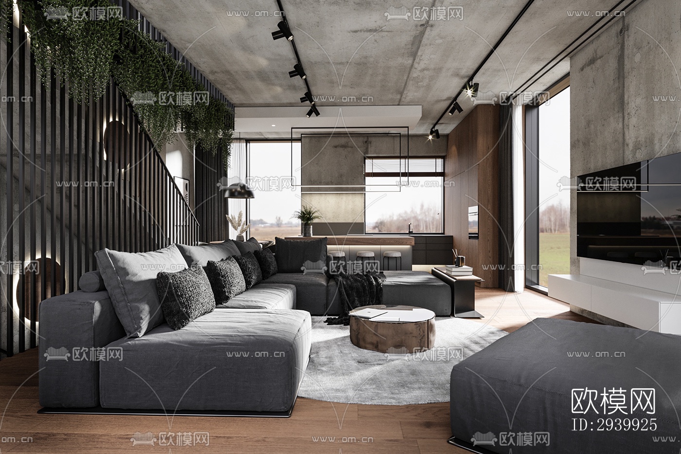 工业风复式效果图下载（渲染图6）