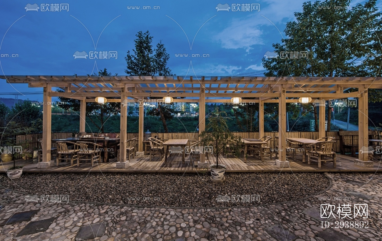 中式酒店民宿效果图下载（渲染图10）