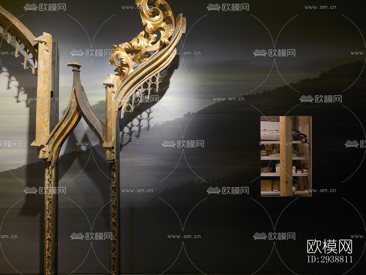 高级灰展览展厅效果图下载（渲染图8）