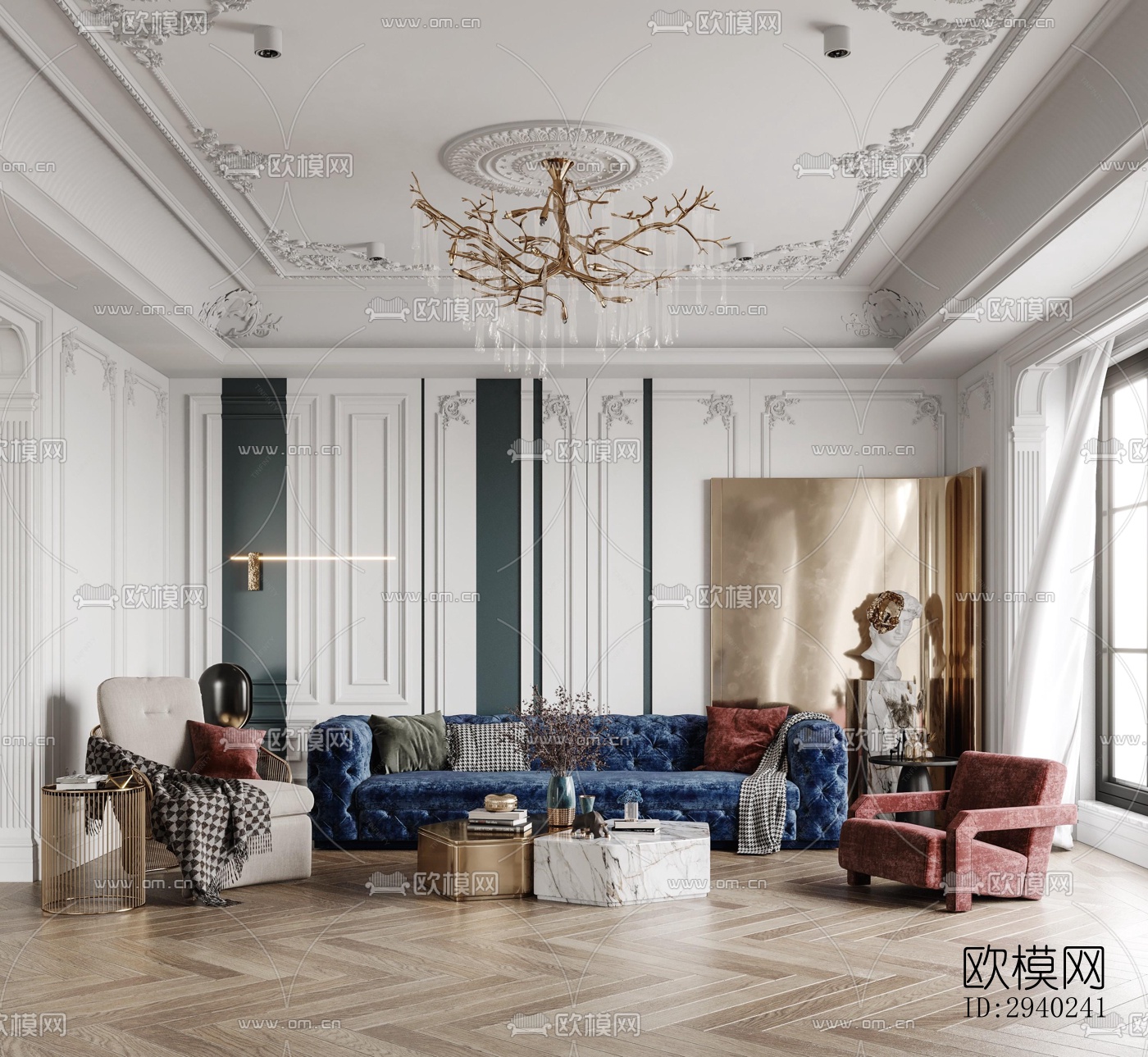 法式平层效果图下载（渲染图8）