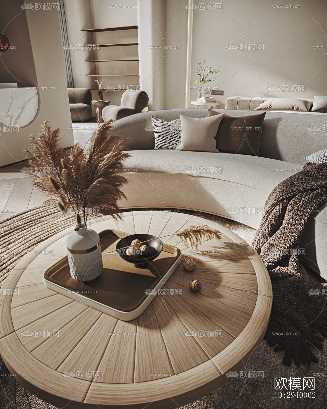 侘寂平层效果图下载（渲染图4）