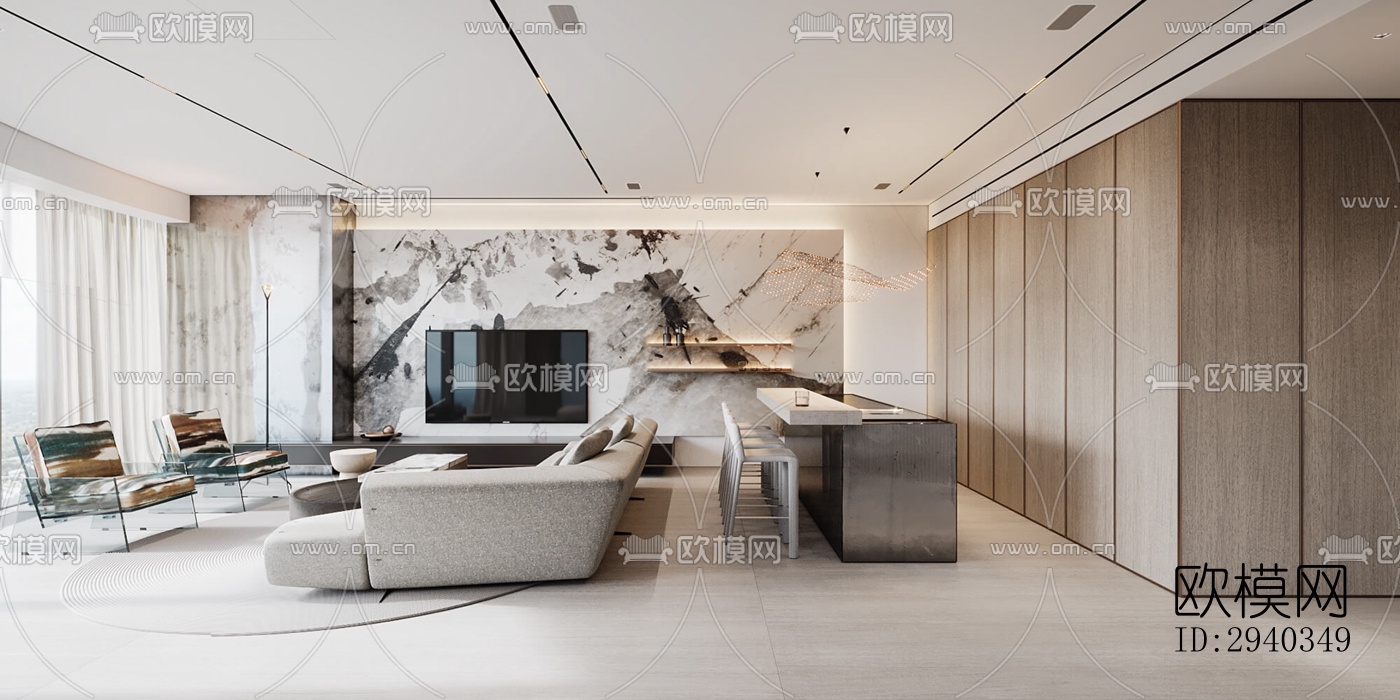 现代平层效果图下载（渲染图5）