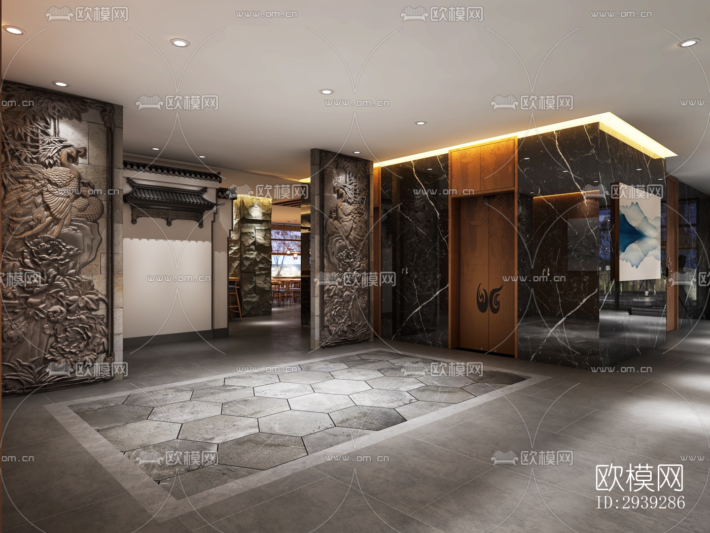 新中式酒店民宿效果图下载（渲染图11）