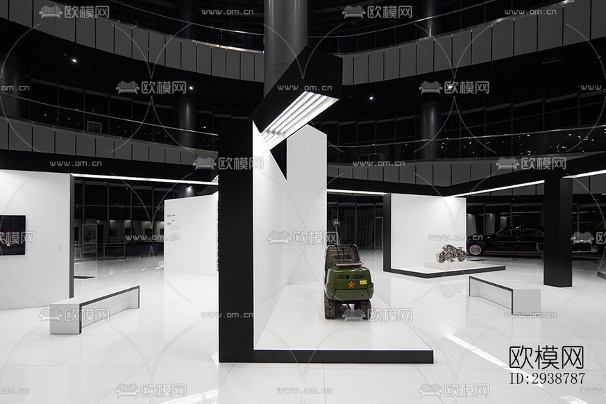 高级灰展览展厅效果图下载(渲染图14)
