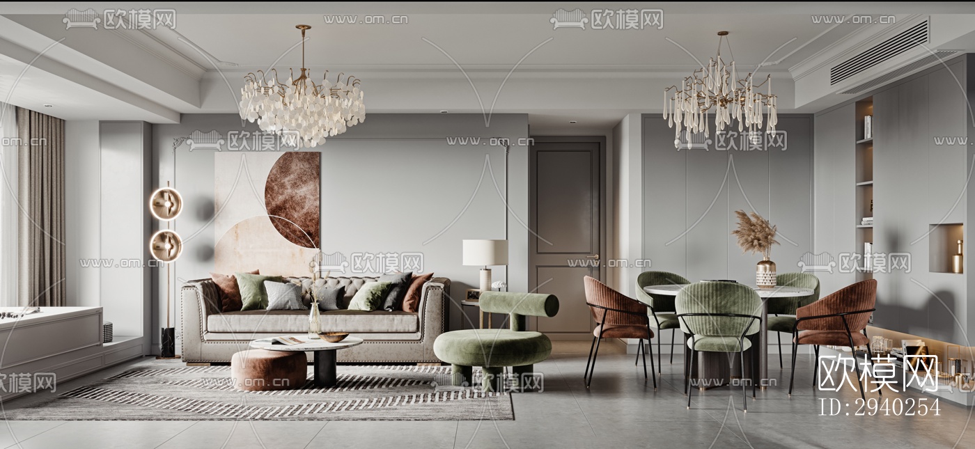 现代平层效果图下载（渲染图1）