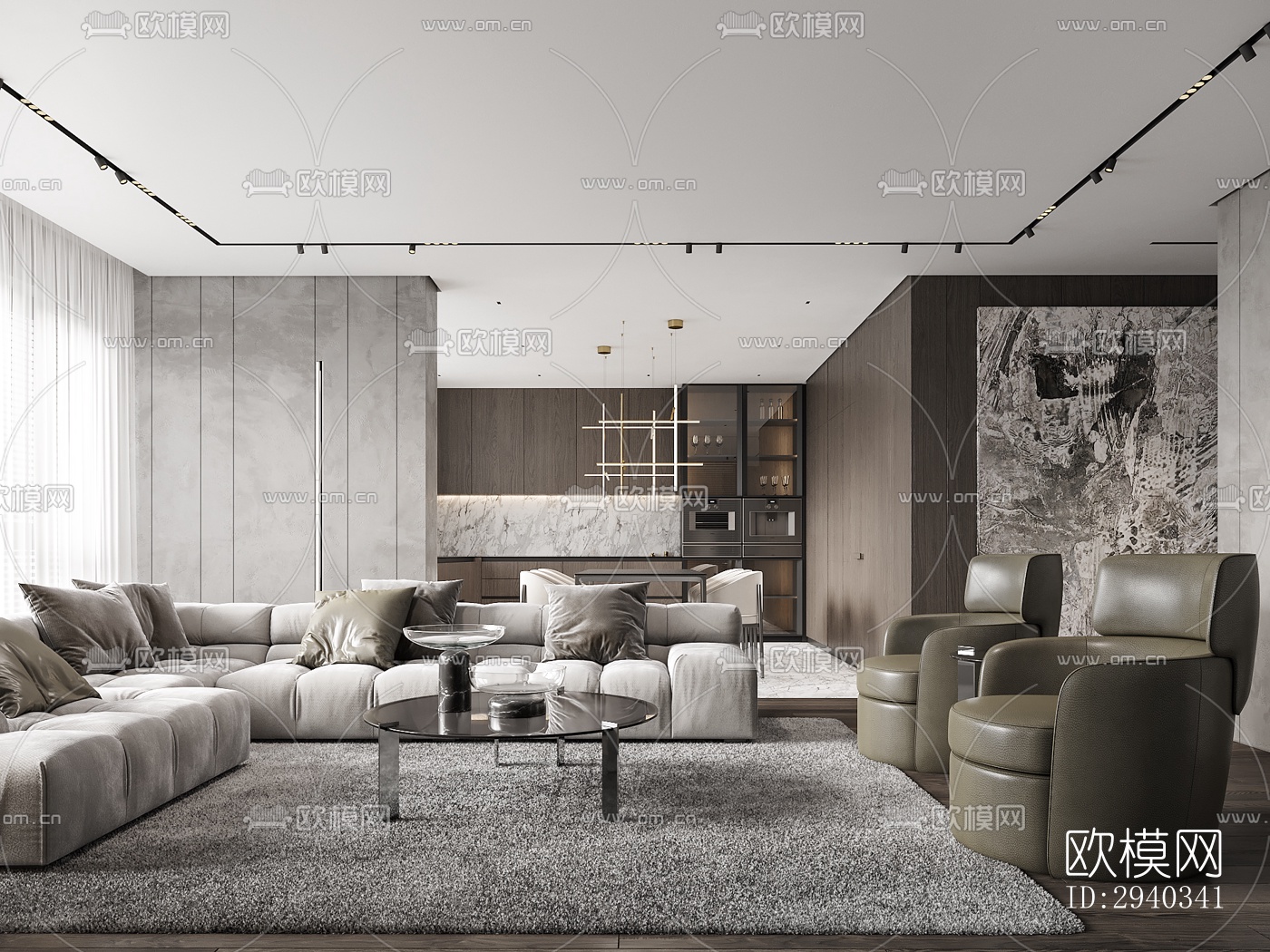 现代平层效果图下载（渲染图1）