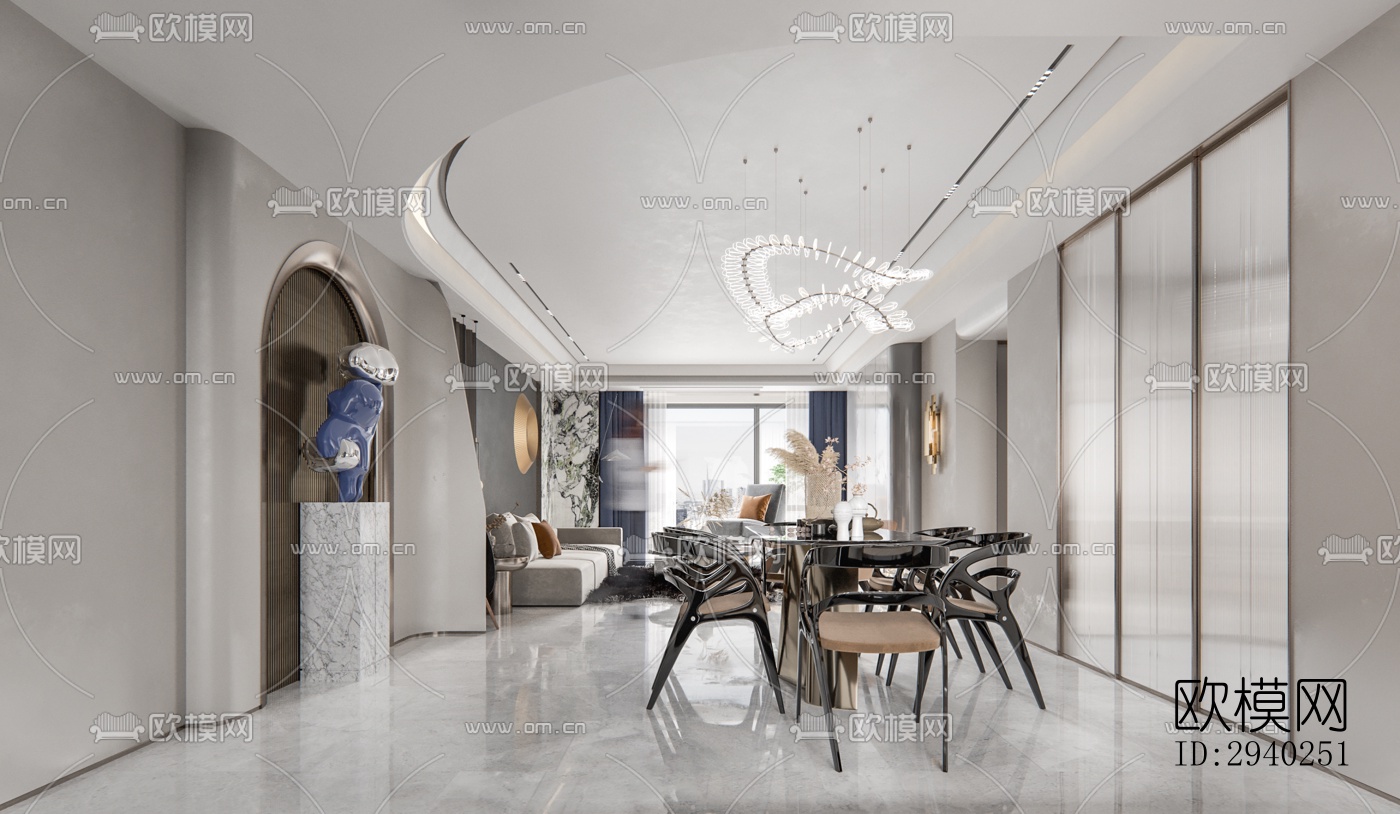 法式平层效果图下载（渲染图8）