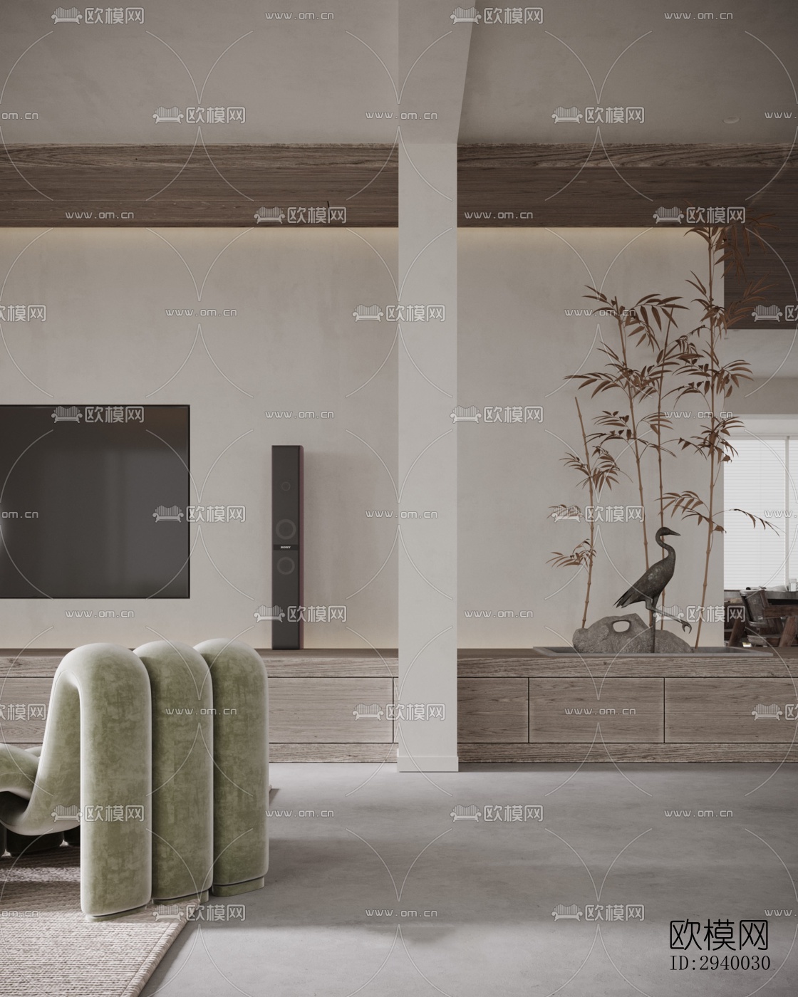 侘寂平层效果图下载（渲染图4）