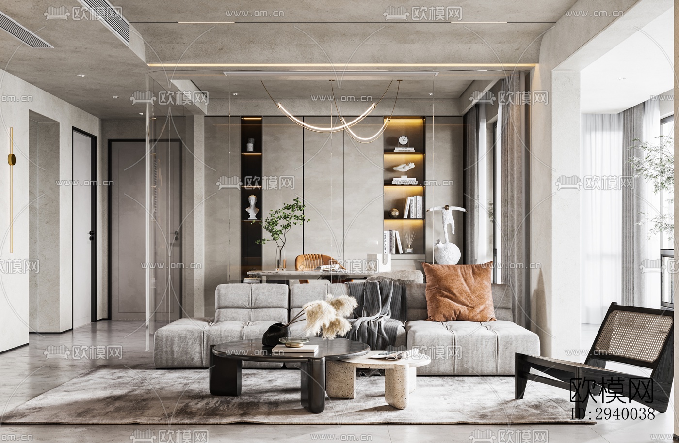 侘寂平层效果图下载（渲染图1）