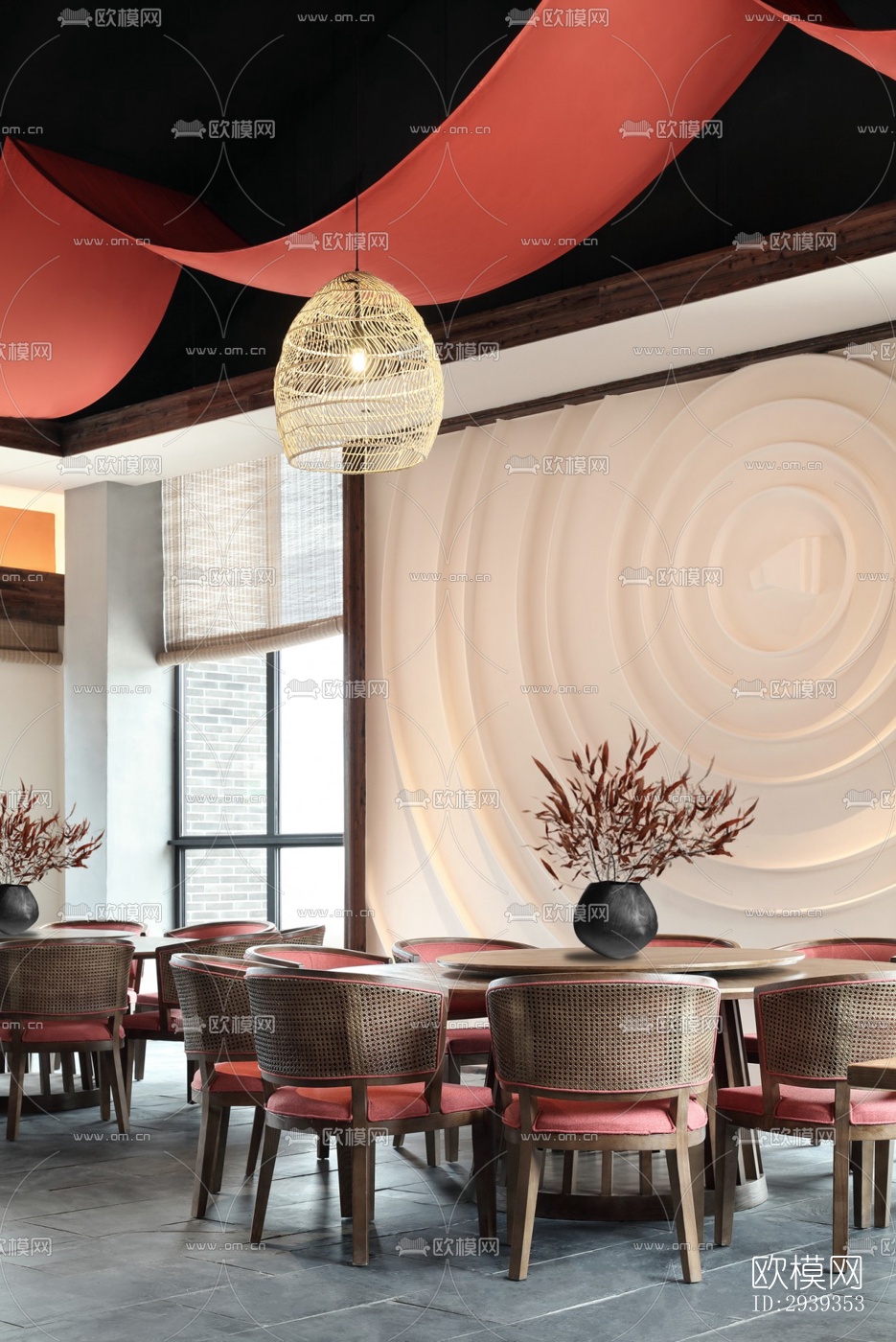 新中式酒店民宿效果图下载（渲染图3）