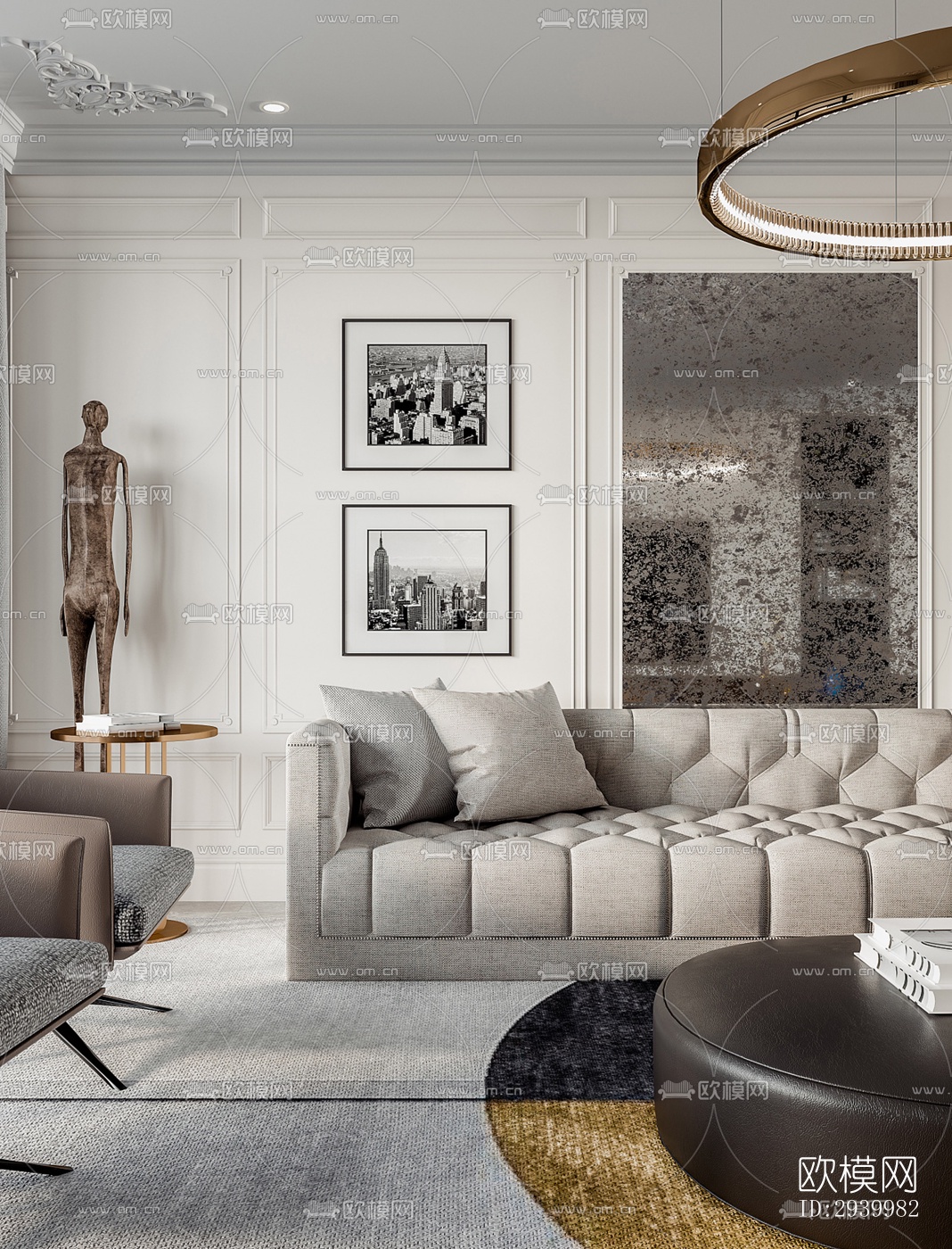 美式复式效果图下载（渲染图1）