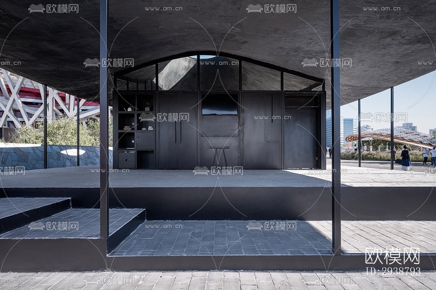 高級(jí)灰展覽展廳效果圖下載(渲染圖8)