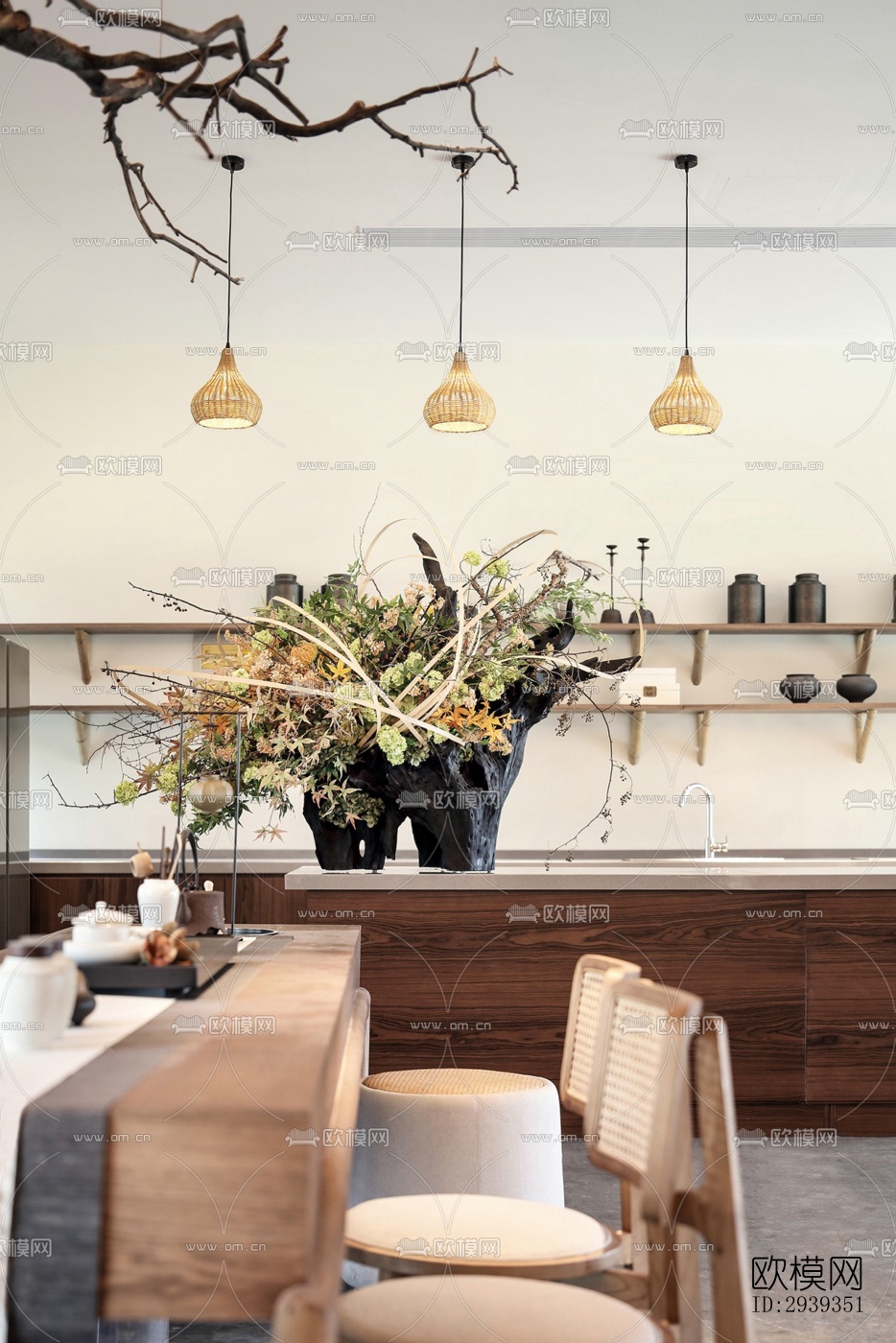 新中式酒店民宿效果图下载（渲染图3）