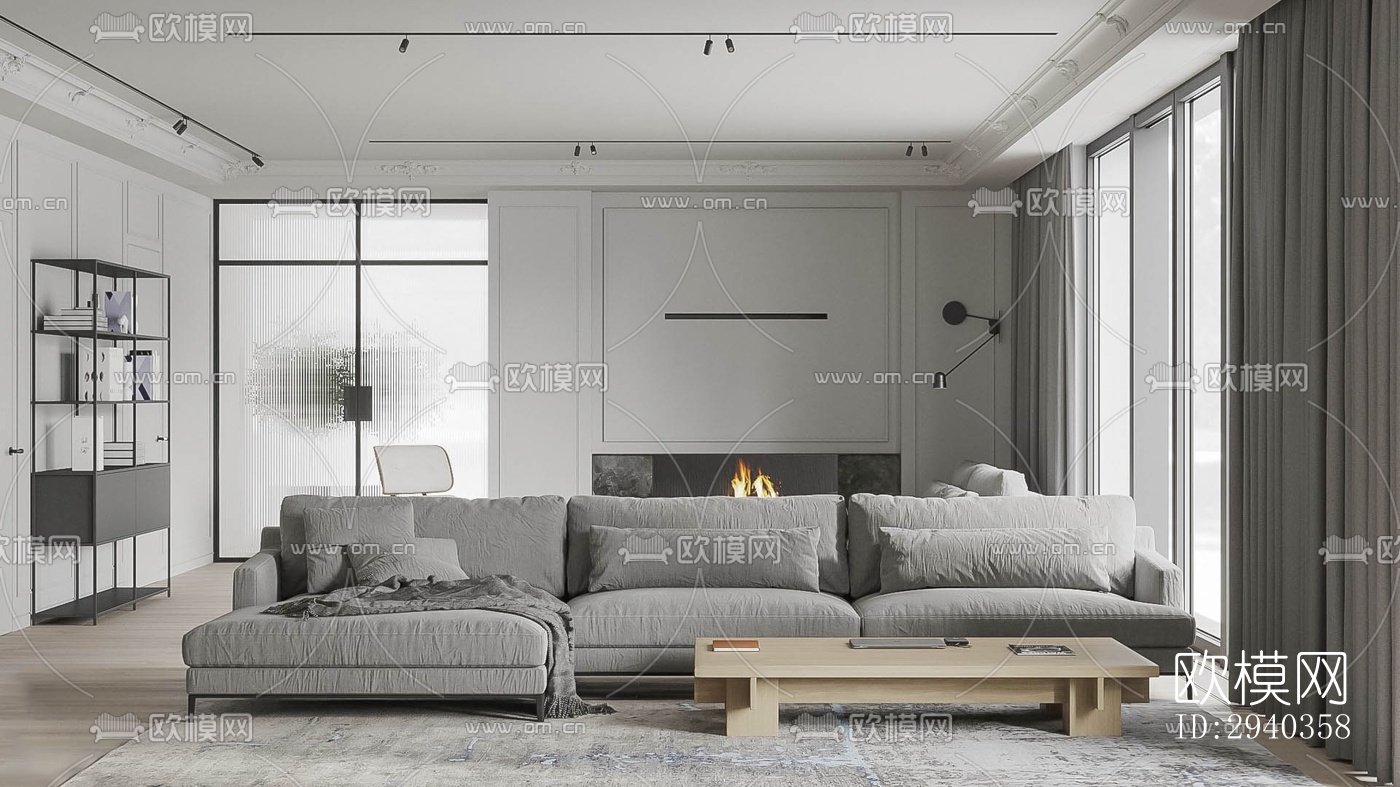 现代平层效果图下载（渲染图2）