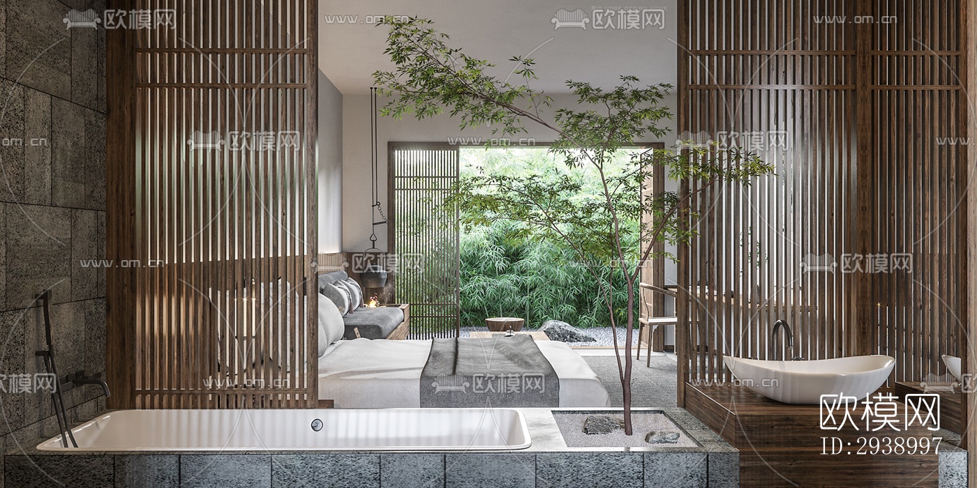 中式酒店民宿效果图下载（渲染图6）