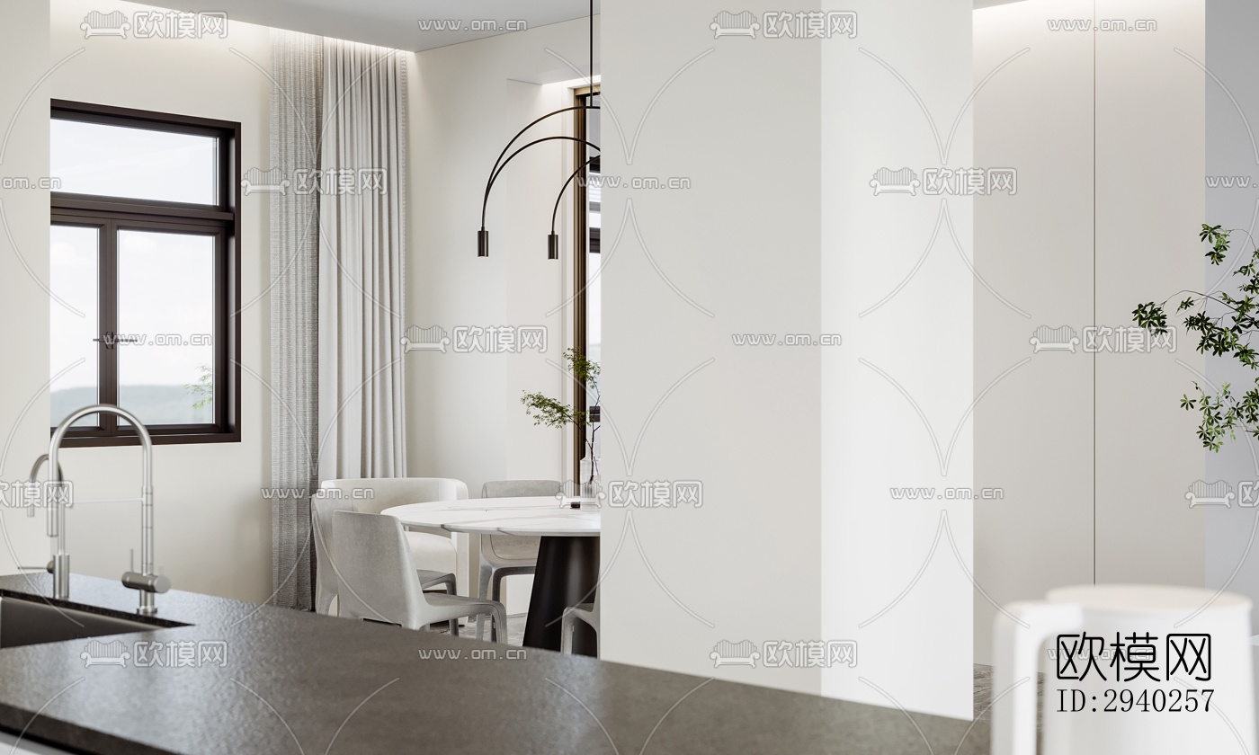 现代平层效果图下载（渲染图8）