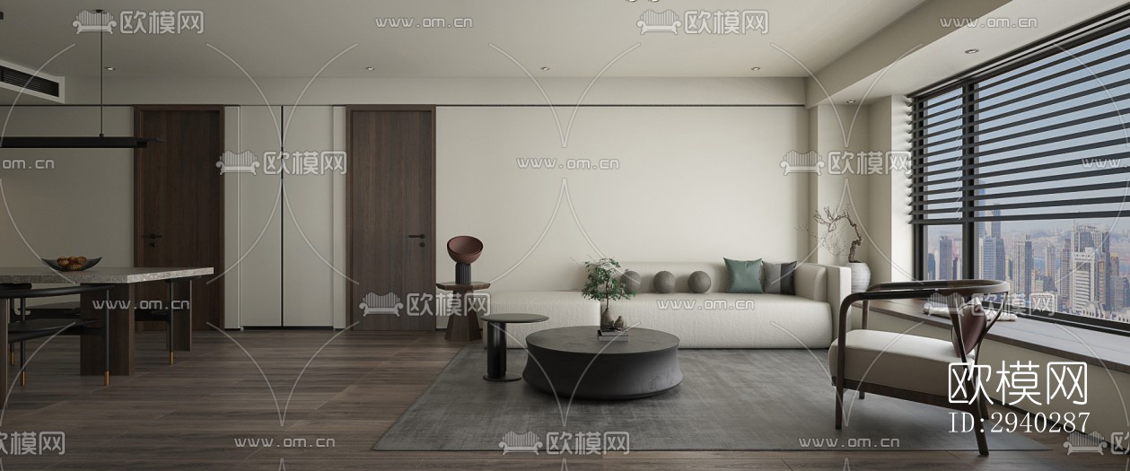 现代平层效果图下载（渲染图1）