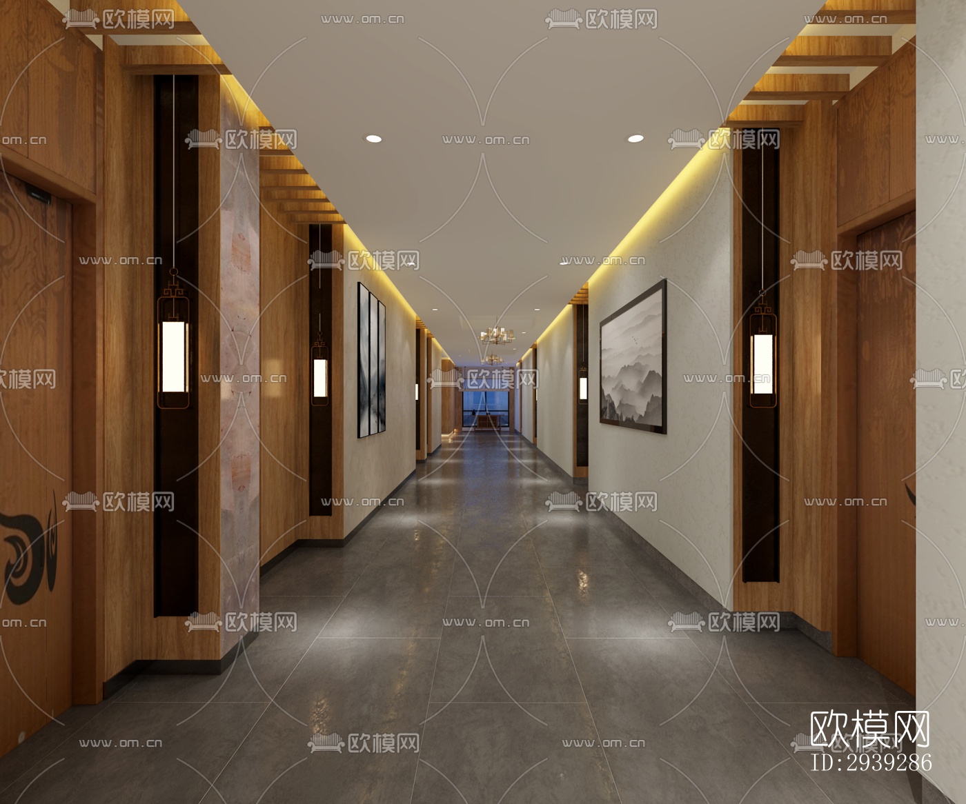 新中式酒店民宿效果图下载（渲染图16）