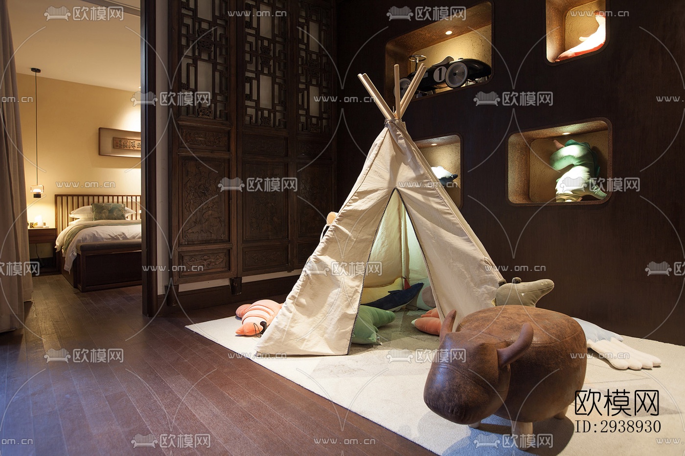 中式酒店民宿效果图下载（渲染图15）