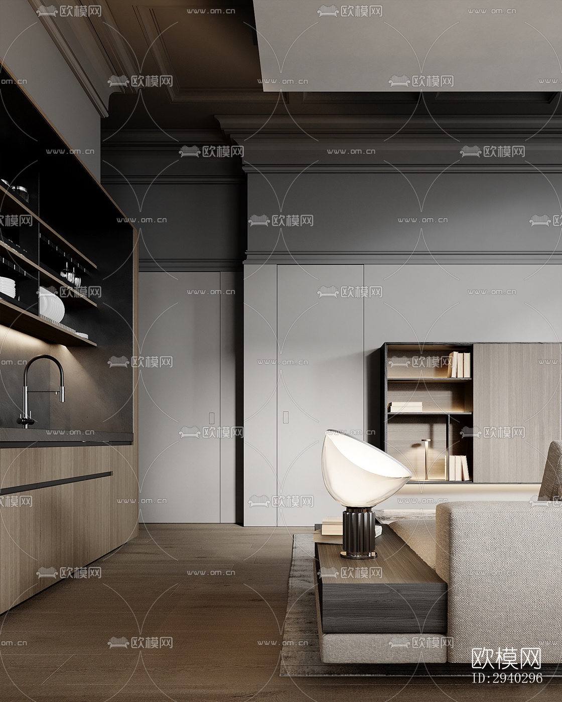 现代平层效果图下载（渲染图13）