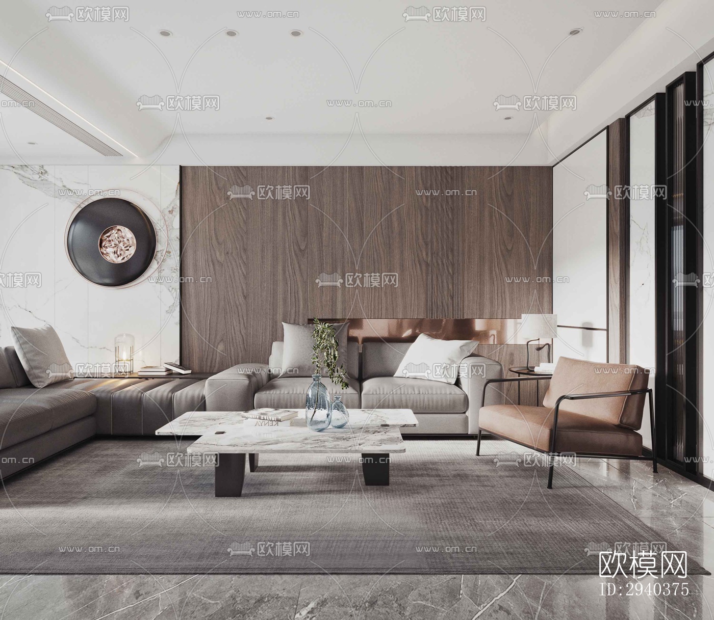 现代平层效果图下载（渲染图1）