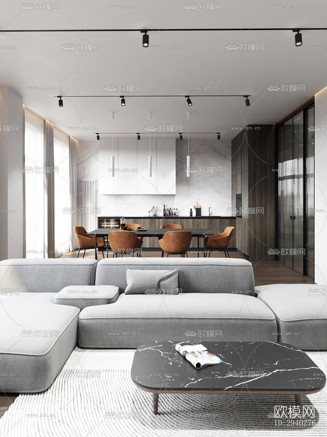 现代平层效果图下载（渲染图12）