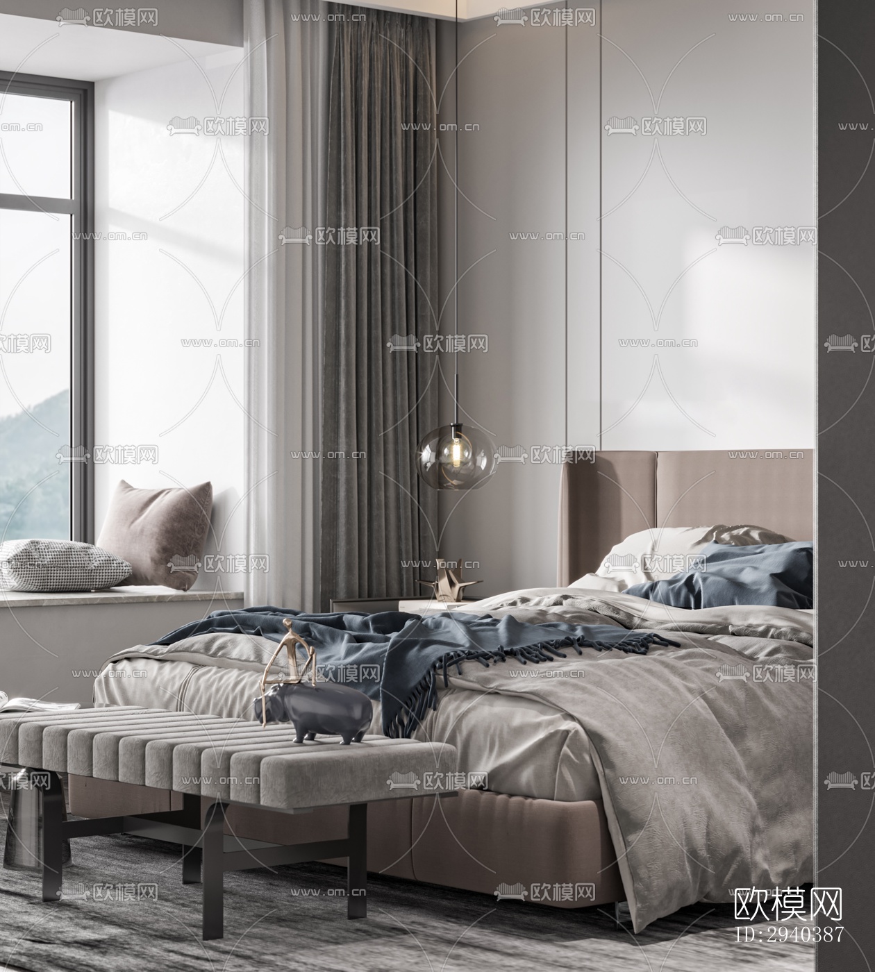 现代平层效果图下载（渲染图7）