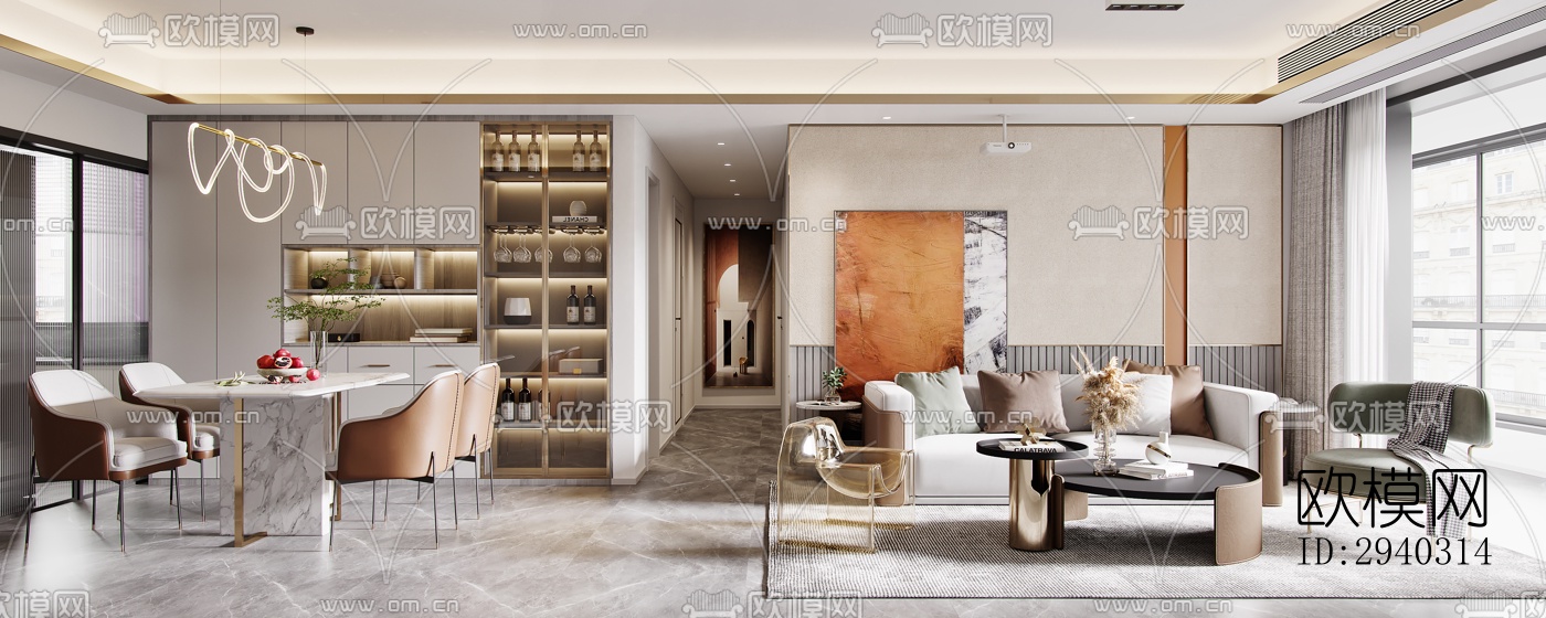 现代平层效果图下载（渲染图1）