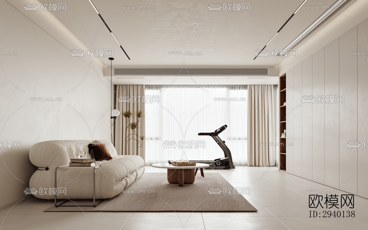 奶油风平层效果图下载（渲染图5）