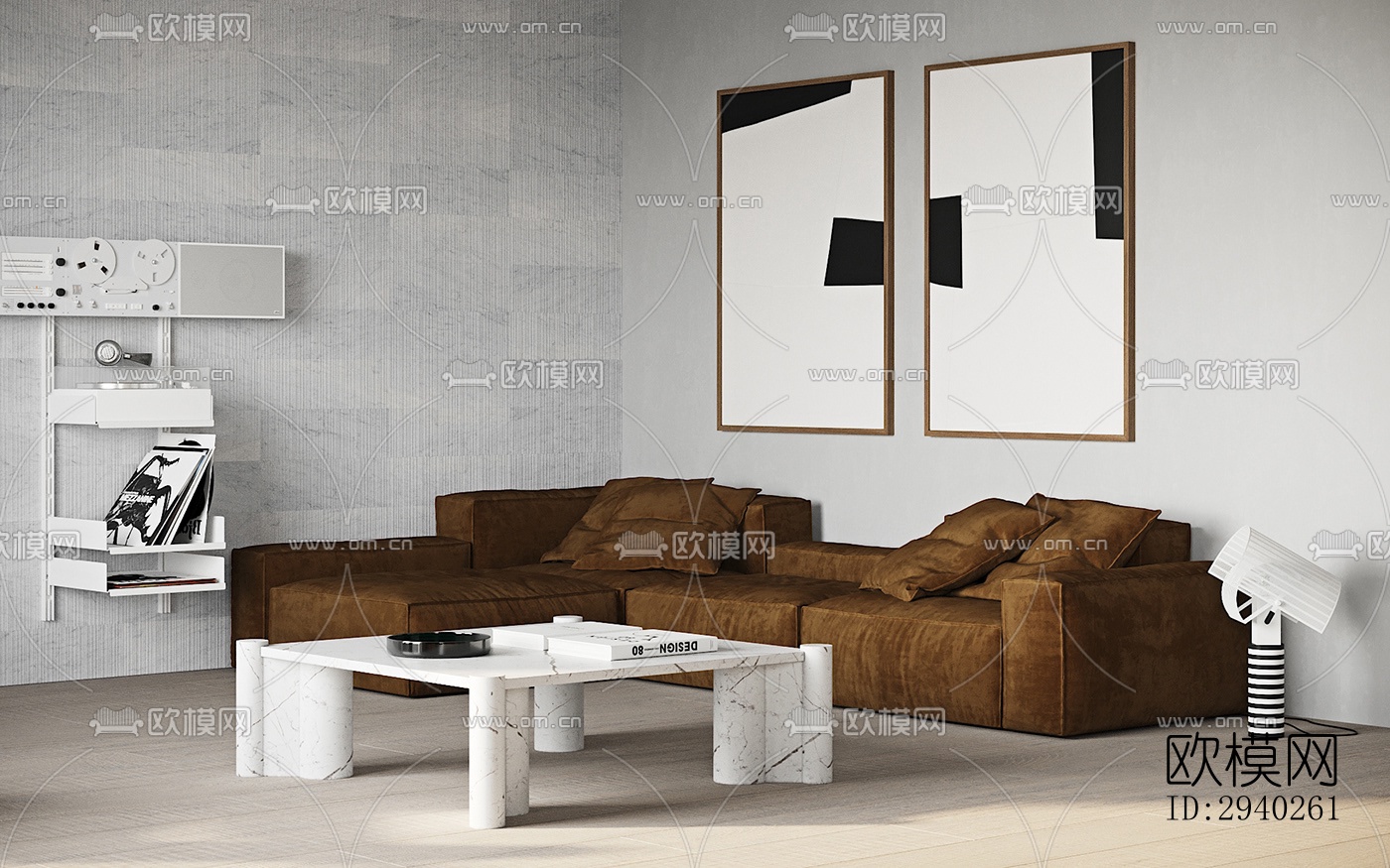 现代平层效果图下载（渲染图1）