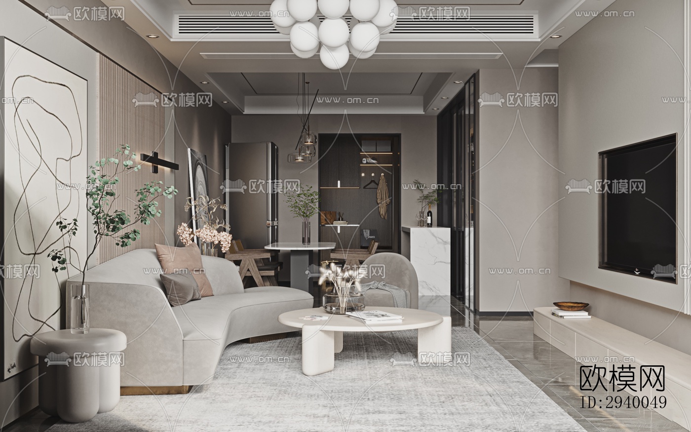 侘寂平层效果图下载（渲染图11）