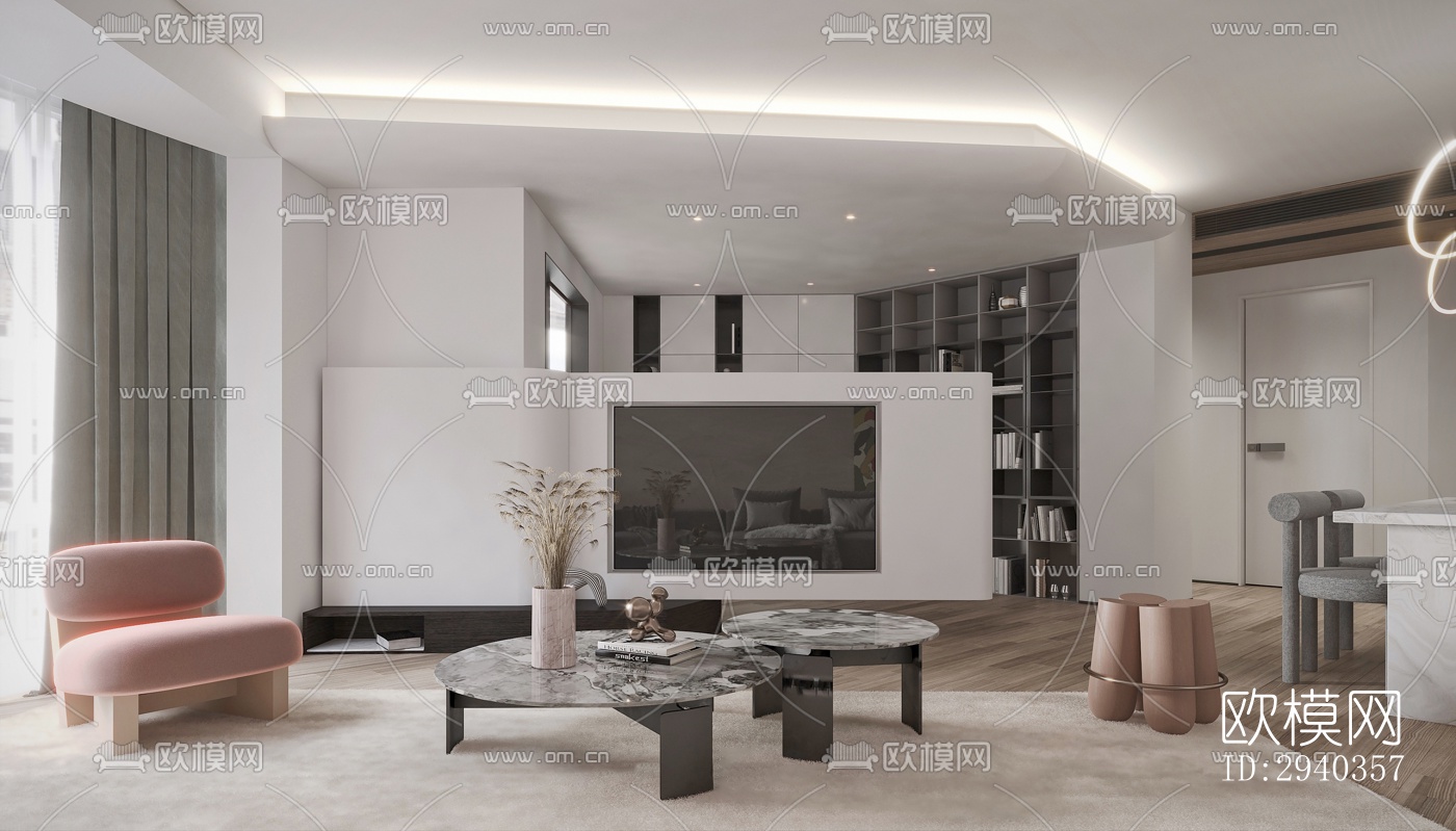 现代平层效果图下载（渲染图11）