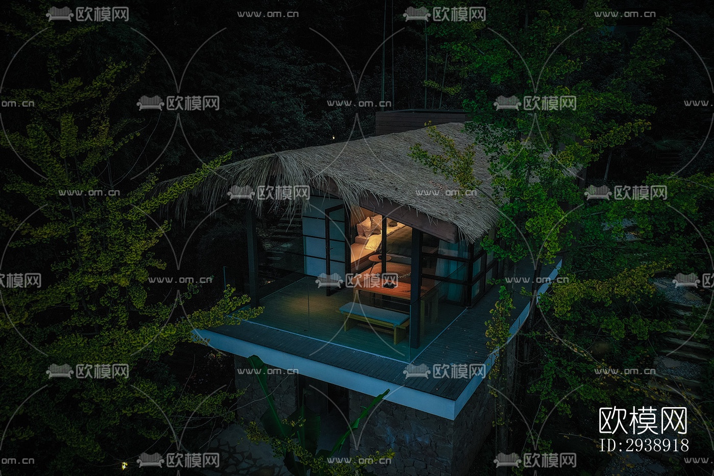 中式酒店民宿效果图下载（渲染图13）