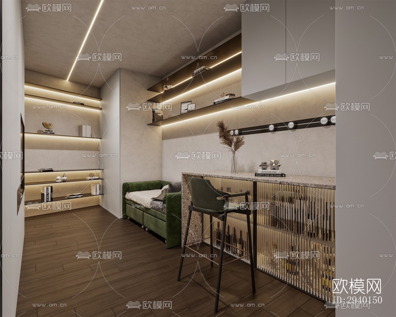 工业风平层效果图下载（渲染图9）