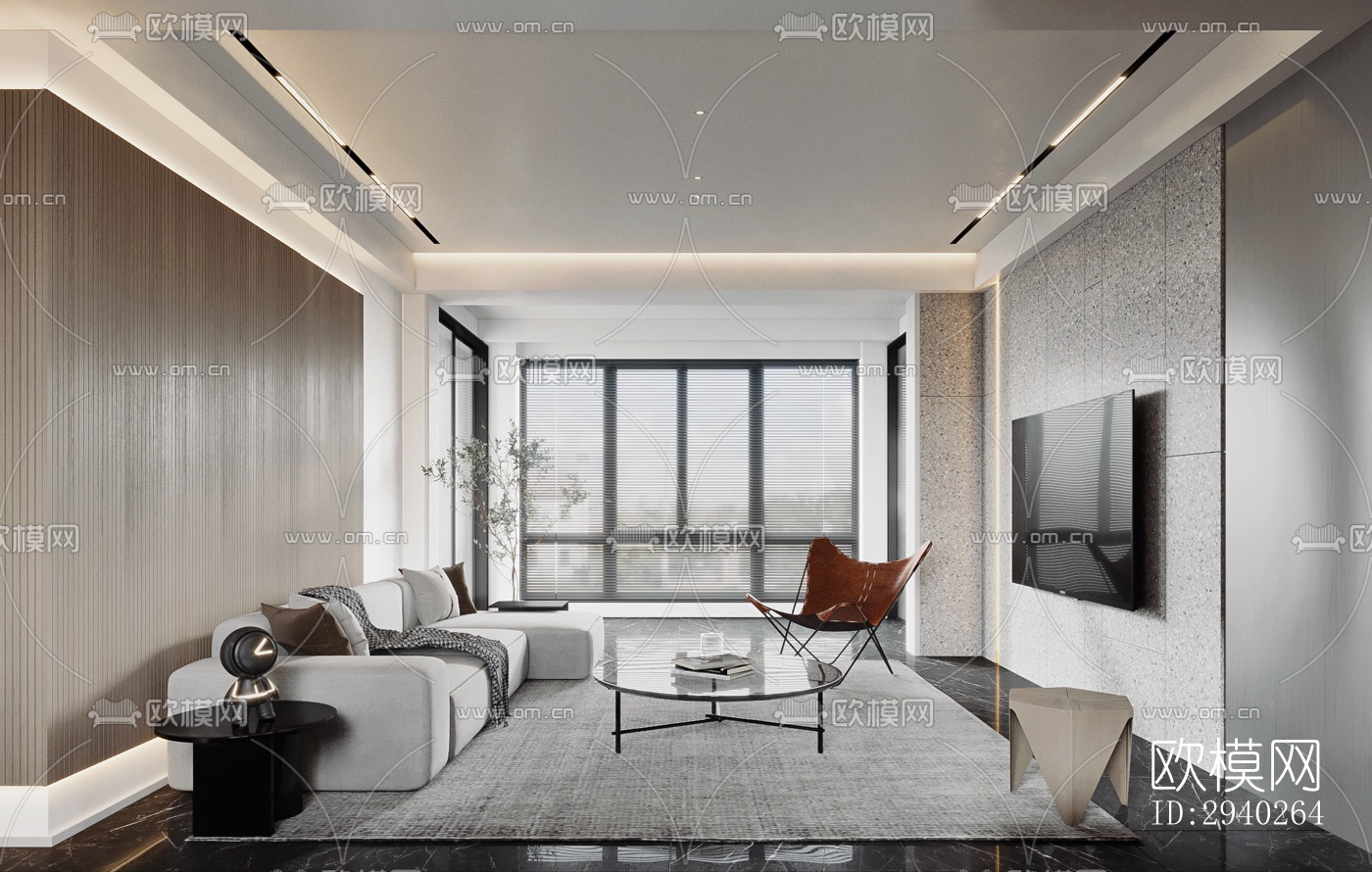 现代平层效果图下载（渲染图3）