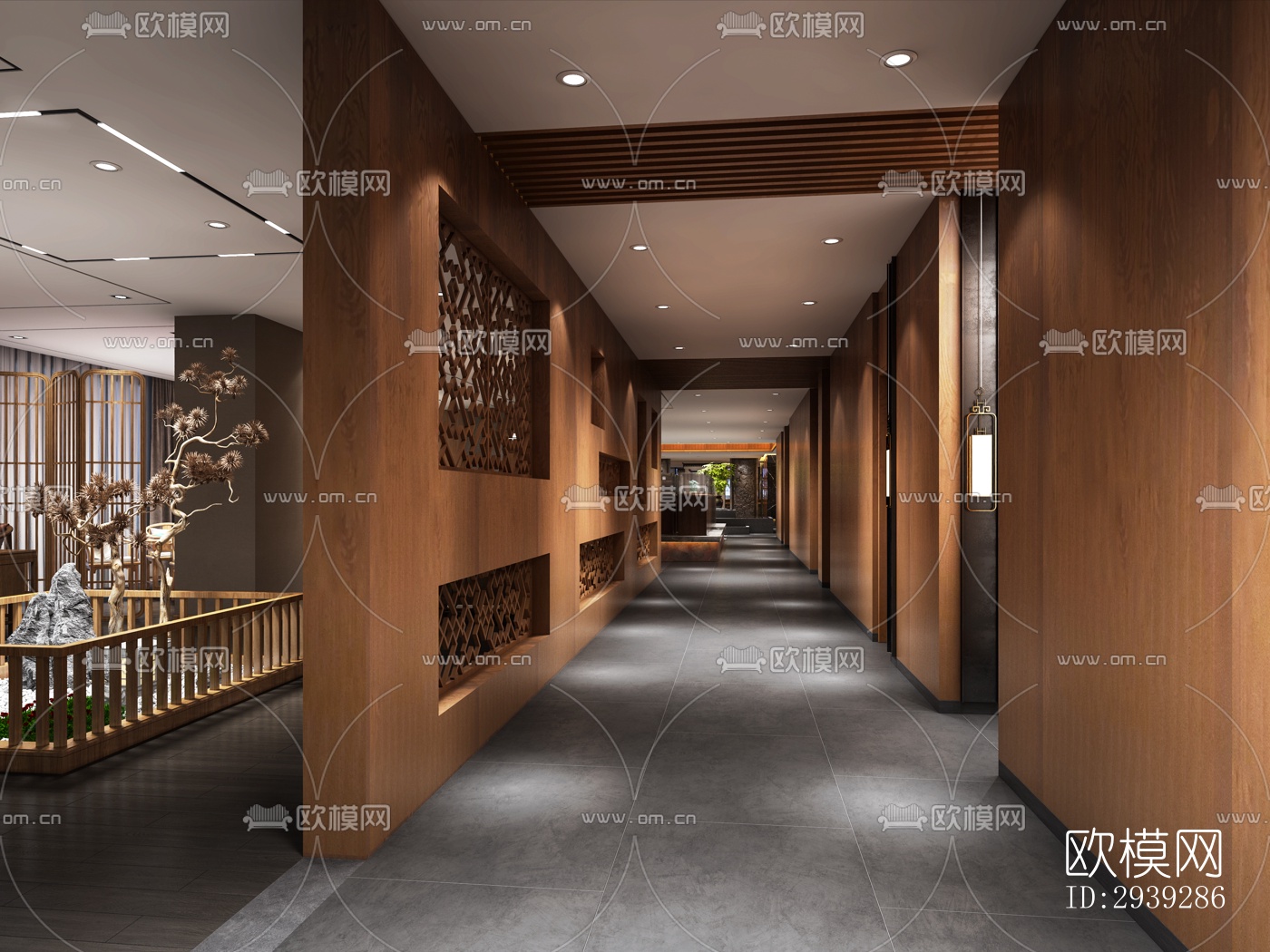 新中式酒店民宿效果图下载（渲染图1）