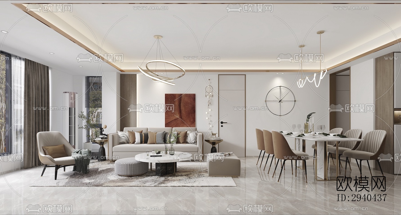 现代平层效果图下载（渲染图1）