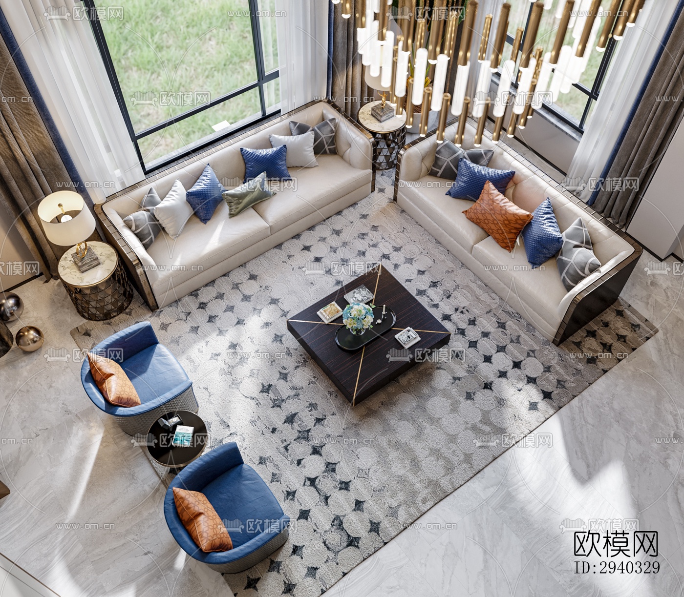 现代平层效果图下载（渲染图2）