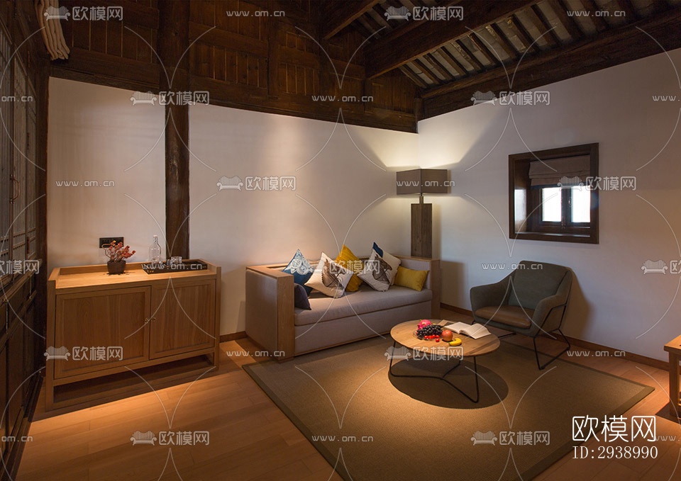 中式酒店民宿效果图下载（渲染图11）