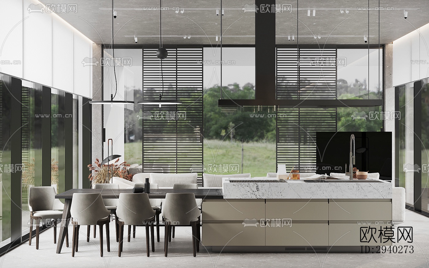 现代平层效果图下载（渲染图8）