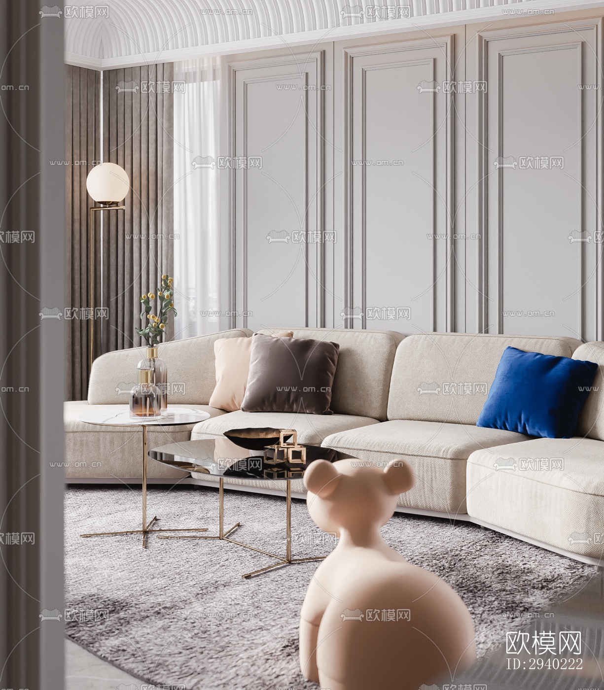 欧式平层效果图下载（渲染图6）